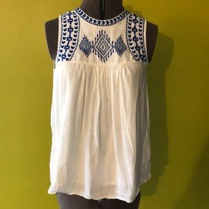 J. Crew Linen Embroidered Tank Top
